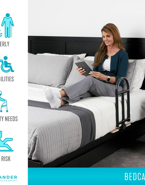 Load image into Gallery viewer, Bedcane, Adult Bed Rail and Support Handle, Bedside Safety Elderly Stand Assist with Organizer Pouch, ASTM Safety Approved Bedrail
