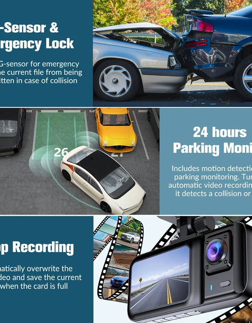 Load image into Gallery viewer, Dash Cam Front and Rear and inside 1080P Full HD 3 Way Dash Cam 3 Cameras Vidoe Recorder Black Box with 3 Cameras
