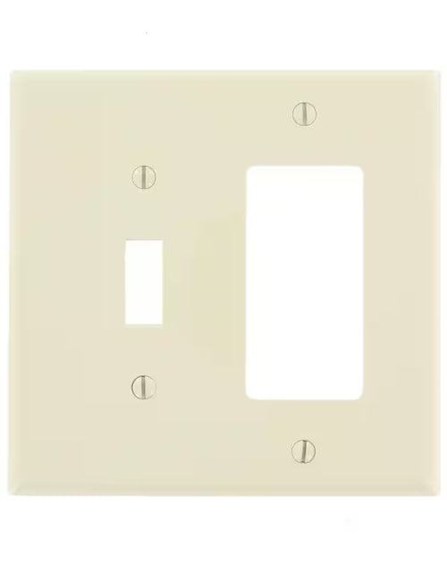 Load image into Gallery viewer, 2-Gang Light Almond 1-Toggle / 1-Decora/Rocker Nylon Midway/Midsize Wall Plate (1-Pack) PJ126-T
