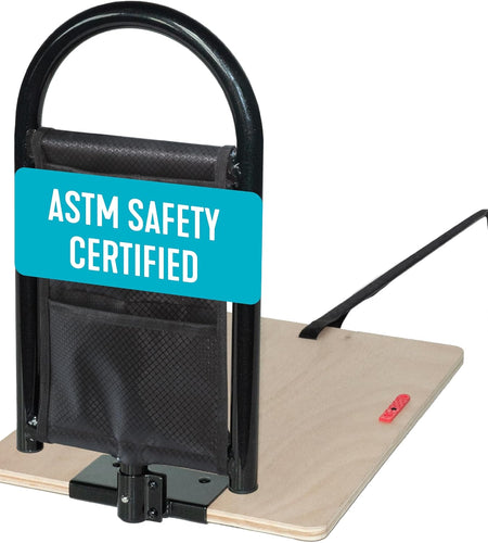 Bedcane, Adult Bed Rail and Support Handle, Bedside Safety Elderly Stand Assist with Organizer Pouch, ASTM Safety Approved Bedrail
