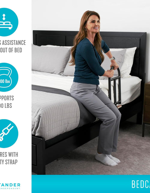 Load image into Gallery viewer, Bedcane, Adult Bed Rail and Support Handle, Bedside Safety Elderly Stand Assist with Organizer Pouch, ASTM Safety Approved Bedrail
