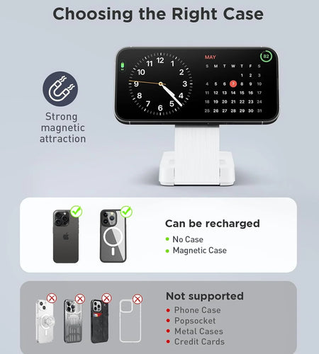 3 in 1 Charging Station - 2026 Foldable Wireless Charger Compatible for Iphone 17/16/15/14/13/12 plus Pro Max, Iwatch & Airpods, White