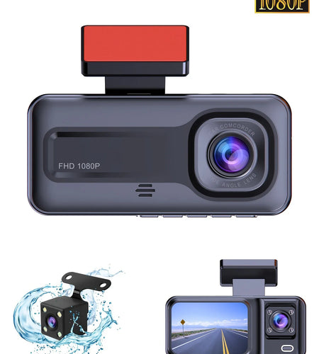 Dash Cam Front and Rear and inside 1080P Full HD 3 Way Dash Cam 3 Cameras Vidoe Recorder Black Box with 3 Cameras