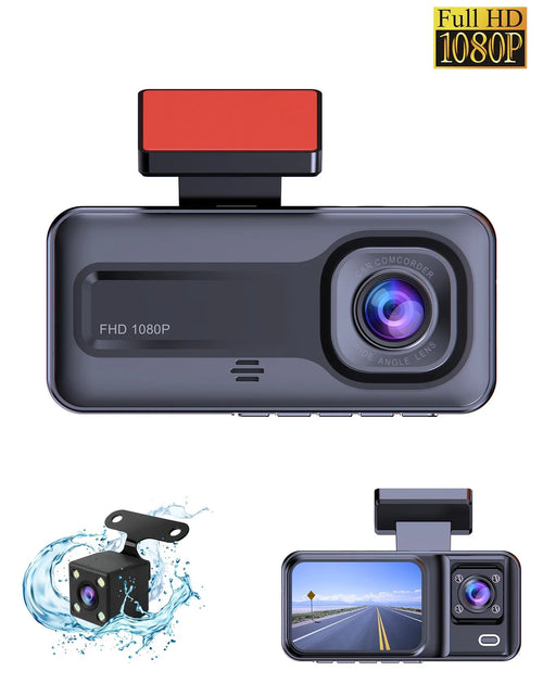 Load image into Gallery viewer, Dash Cam Front and Rear and inside 1080P Full HD 3 Way Dash Cam 3 Cameras Vidoe Recorder Black Box with 3 Cameras
