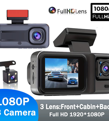 Dash Cam Front and Rear and inside 1080P Full HD 3 Way Dash Cam 3 Cameras Vidoe Recorder Black Box with 3 Cameras
