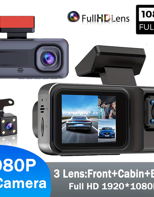 Load image into Gallery viewer, Dash Cam Front and Rear and inside 1080P Full HD 3 Way Dash Cam 3 Cameras Vidoe Recorder Black Box with 3 Cameras
